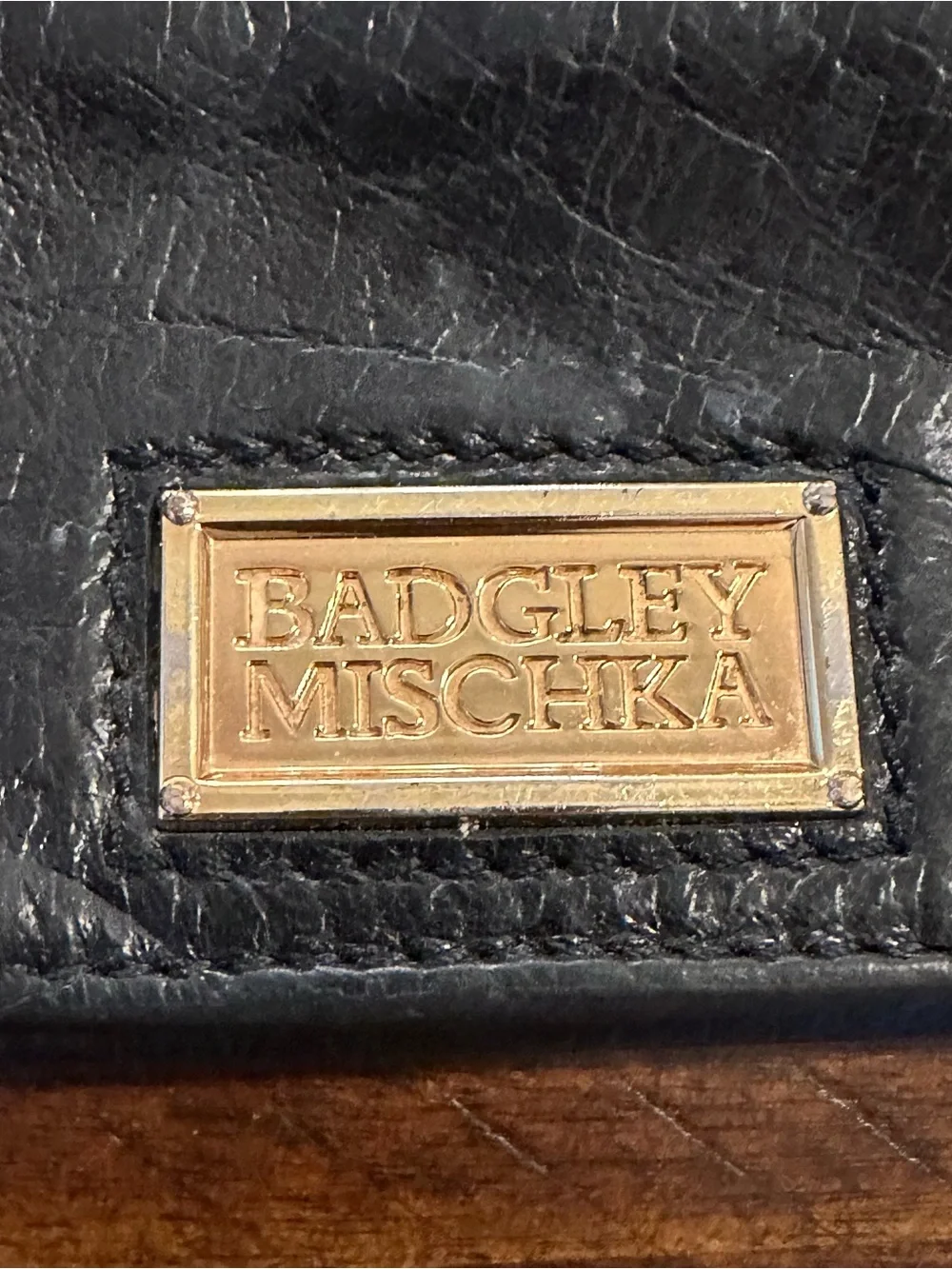 Badgley Mischka Black Leather Wristlet
